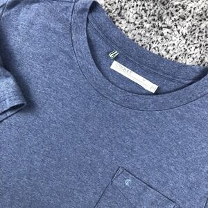 Criquet Shirt Mens Medium Blue Heather Pocket Logo Crew Neck Tee Peru Cotton